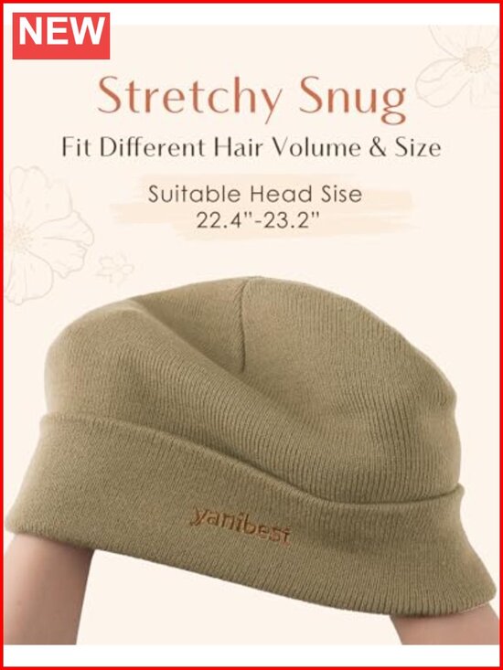 Mulberry Silk Lined Beanie, Soft Knitted Slouchy Skull Cap, Warm Winter Hat